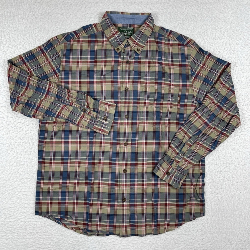 Woolrich Shirt Mens Large Plaid Camping Outdoors Hiking Casual Workwear Travel